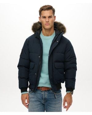 Superdry Everest Hooded Puffer Bomber Jacket - Blue