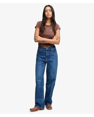 Superdry & Co Organic Cotton High Rise Wide Leg Jeans - Blue