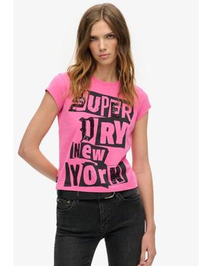 Superdry & Co Embellished Punk Cap Sleeve T-shirt - Red