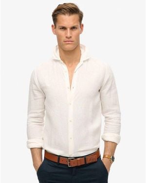 Superdry & Co Casual Linen Long Sleeve Shirt - White