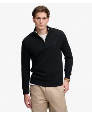 Superdry Cotton Half Zip Knit Jumper - Black