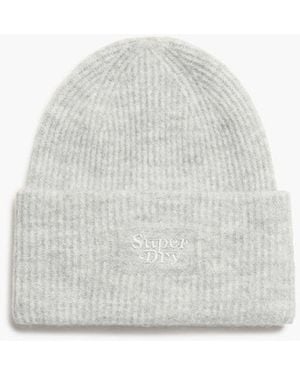 Superdry & Co Soft Rib Knit Beanie Hat - White