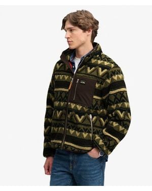 Superdry & Co Abstract Fleece Zip Through Jacket - Green