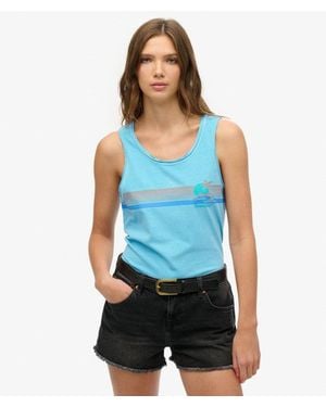 Superdry Outdoor Stripe Scoop Neck Tank Top - Blue