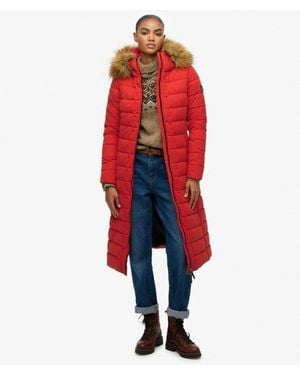 Superdry Arctic Longline Puffer Coat - Red