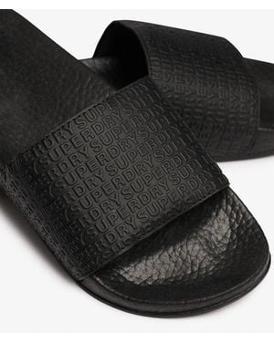 Superdry & Co Monogram Pool Sliders - Black