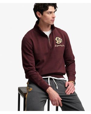 Superdry & Co Vintage Athletic Half Zip Sweatshirt - Red