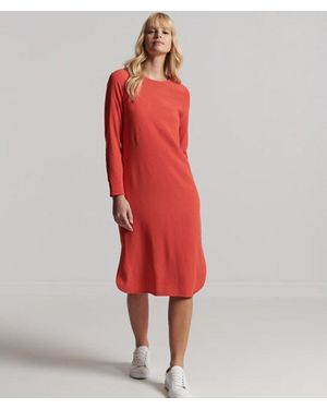 Superdry & Co Studios Long Sleeve Midi Shift Dress - Red