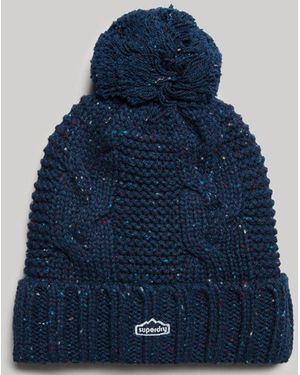 Superdry & Co Cable Knit Bobble Beanie - Blue