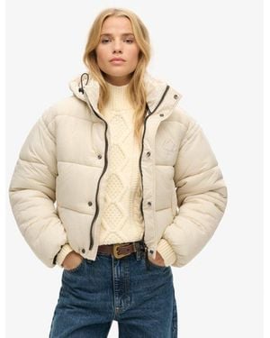 Superdry & Co Cropped Cocoon Puffer Jacket - Natural