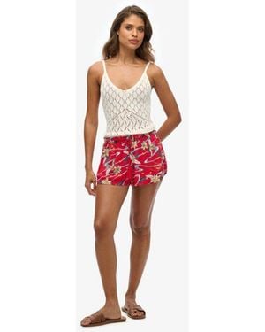 Superdry & Co Vintage Beach Printed Shorts - Red
