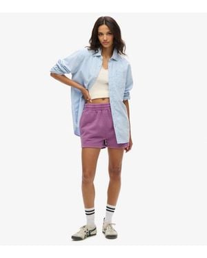 Superdry & Co Loose Fit Embroidered Vintage Wash Sweat Shorts - Blue