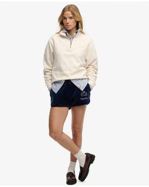 Superdry & Co Country Club Velour Shorts - Blue