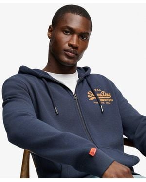 Superdry & Co Vintage Logo Embroidered Zip Hoodie - Blue