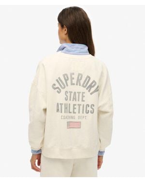 Superdry Athletic Essentials Printed Crew Sweatshirt - Natural