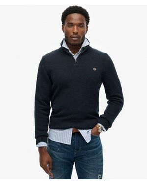 Superdry Homme Pull En Maille De Coton À Col Camionneur Taille - Bleu