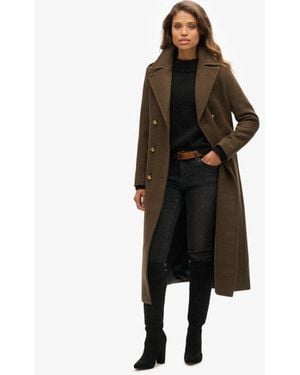 Superdry Slim Fit Double Breasted Coat - Black