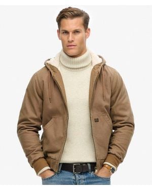 Superdry & Co Vintage Workwear Hooded Bomber Jacket - Natural