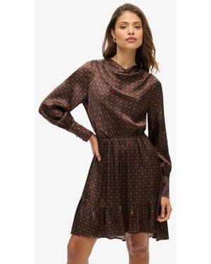Superdry & Co Mini Cowl Neck Jacquard Dress - Brown