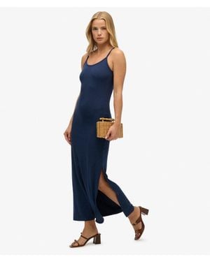 Superdry Athletic Essentials Jersey Maxi Cami Dress - Blue