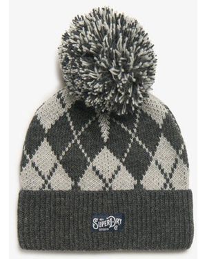 Superdry & Co Knitted Patterned Beanie Hat - Grey