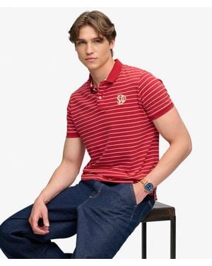 Superdry & Co Vintage Stripe Jersey Polo Shirt - Red