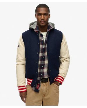 Superdry Hooded University Bomber Jacket - Blue