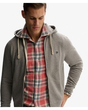 Superdry Monogram Embroidered Zip Hoodie - Brown