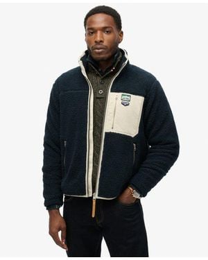 Superdry Vintage Retro Borg Fleece Jacket - Blue