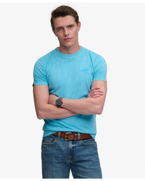 Superdry Essential Logo Embroidered Neon T-Shirt - Blue