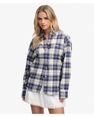 Superdry Geruite Flanel Relaxed Overhemd - Blauw