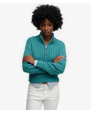 Superdry & Co Slouchy Cable Half Zip Jumper - Blue