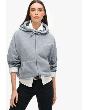 Superdry Essential Logo Overdyed Zip Hoodie - Grey