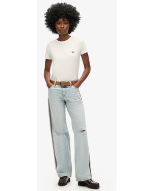 Superdry & Co Mid Rise Wide Leg Double Tape Jeans - White