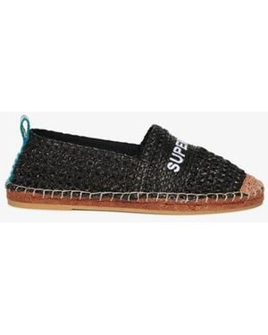 Superdry Femme Brodé Raphia Espadrille, Noir & Brun