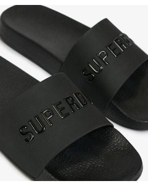 Superdry Femme Claquettes De Piscine Métallisées Premium Taille - Noir