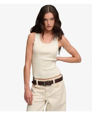 Superdry & Co Vintage Lace Trim Vest - Natural
