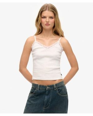 Superdry & Co Essential Lace Trim Cami Top - White