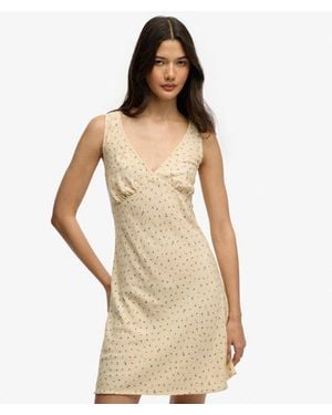 Superdry Printed Sweetheart Mini Dress - Natural