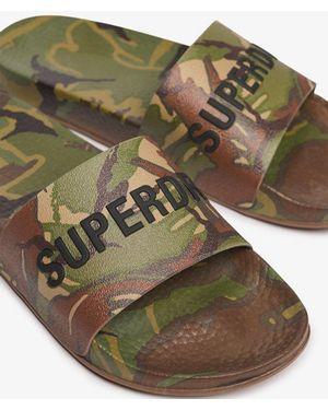 Superdry & Co Camo Print Pool Sliders - Green