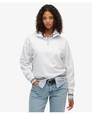 Superdry Country Club Halfhoge Trui Met Reliëflogo - Wit