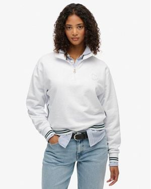 Superdry Country Club Halfhoge Trui Met Reliëflogo - Wit