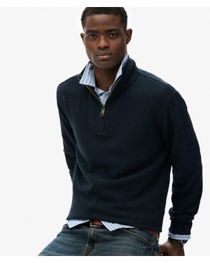 Superdry & Co Ribbed Half Zip Jumper - Blue
