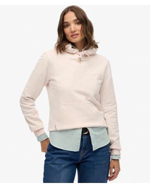 Superdry Essential Logo Embroidered Hoodie - Natural