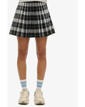 Superdry Check Pleated Mini Skirt - Black