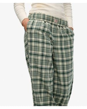 Superdry & Co Cotton Check Elastic Trousers - Green