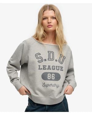 Superdry Athletic Essentials Bardot Crew Sweatshirt - Gray