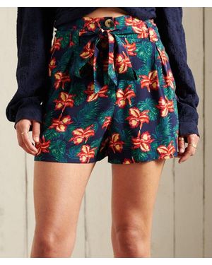 Superdry & Co Printed Paperbag Shorts - Blue