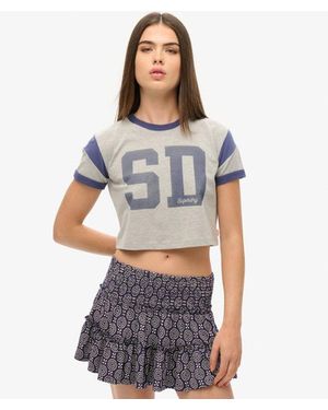 Superdry Tiered Jersey Mini Skirt - Gray