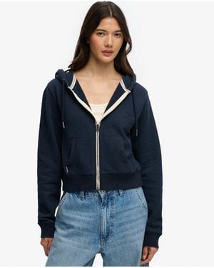 Superdry Essential Logo Cropped Zip Hoodie - Blauw